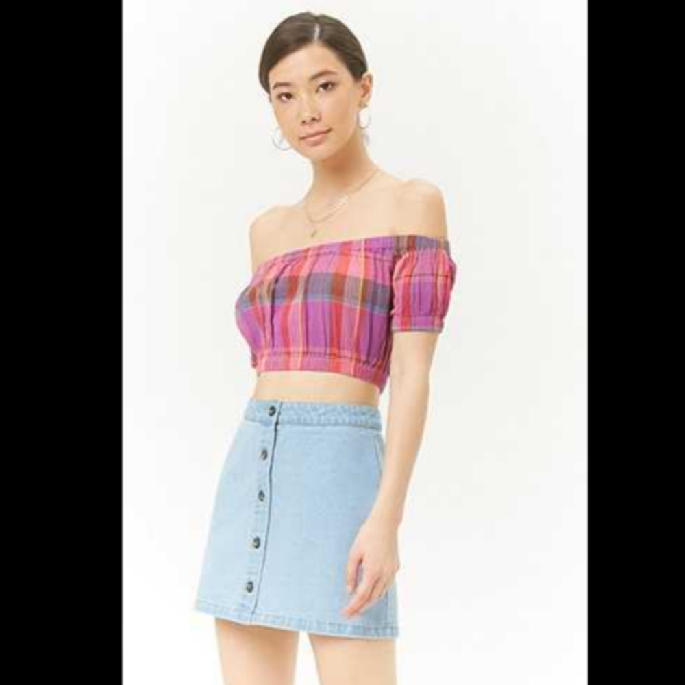 Forever 21 Button Academia Y2K Light Denim Skirt